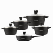 VOGATI ERK SERIES 10PCS TITANIUM GRANITE COATING NON STICK INDUCTION COOKWARE SET - INCLUDING 20CM, 24CM, 28CM AND 32CM SIZES OF NONSTICK GRANITE COATING CASSEROLE + 28CM SHALLOW CASSEROLE ( 100% PFOA FREE )
