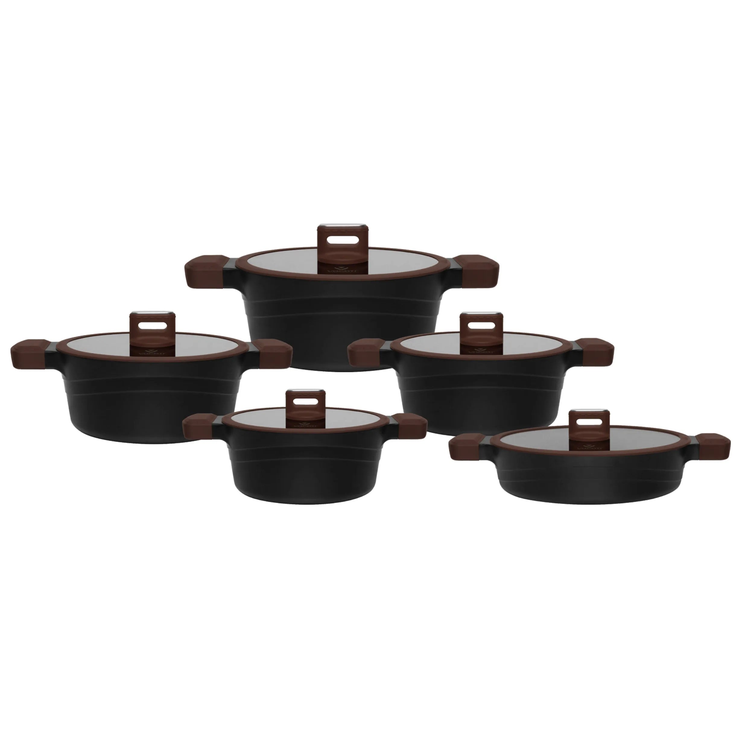 VOGATI OSLO SERIES 10PCS TITANIUM GRANITE COATING NON STICK INDUCTION COOKWARE SET - INCLUDING 20/24/28/32CM CASSEROLE + 28CM SHALLOW CASSEROLE (100% PFOA FREE)