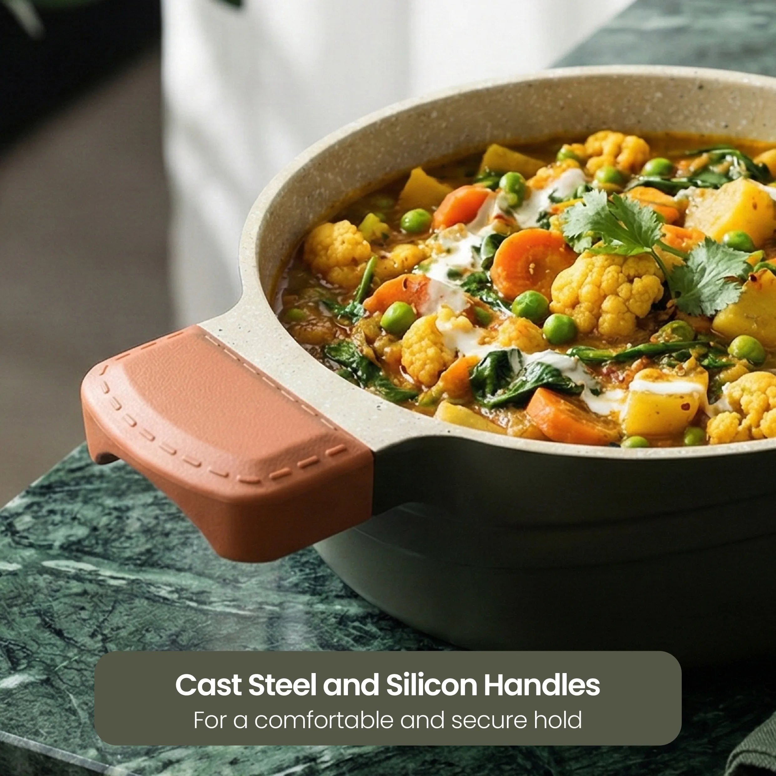 VOGATI OSLO SERIES 10PCS TITANIUM GRANITE COATING NON STICK INDUCTION COOKWARE SET - INCLUDING 20/24/28/32CM CASSEROLE + 28CM SHALLOW CASSEROLE (100% PFOA FREE)