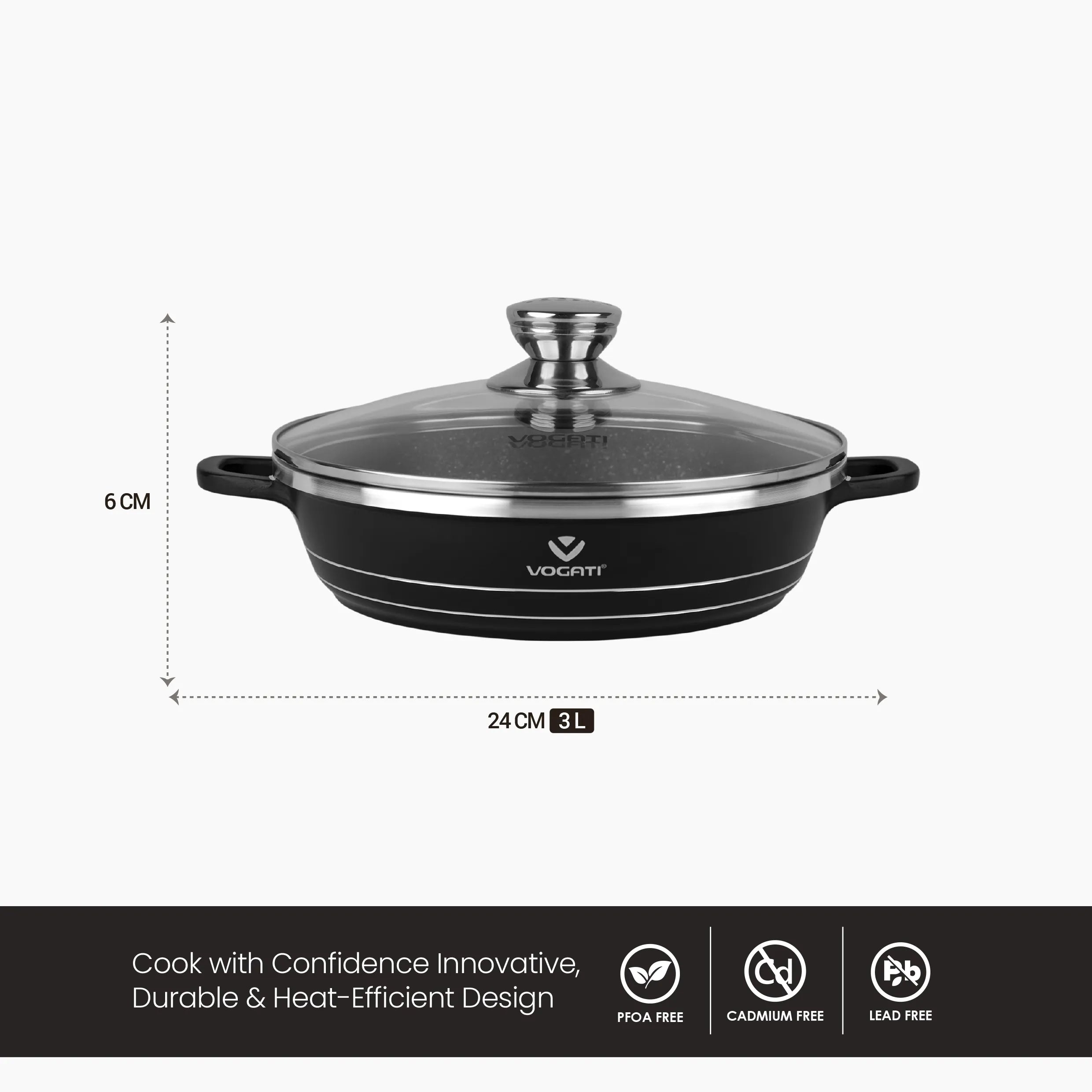 VOGATI Classic Series Non-Stick Shallow Casserole (Titanium Granite Coating) CW-SP-SH