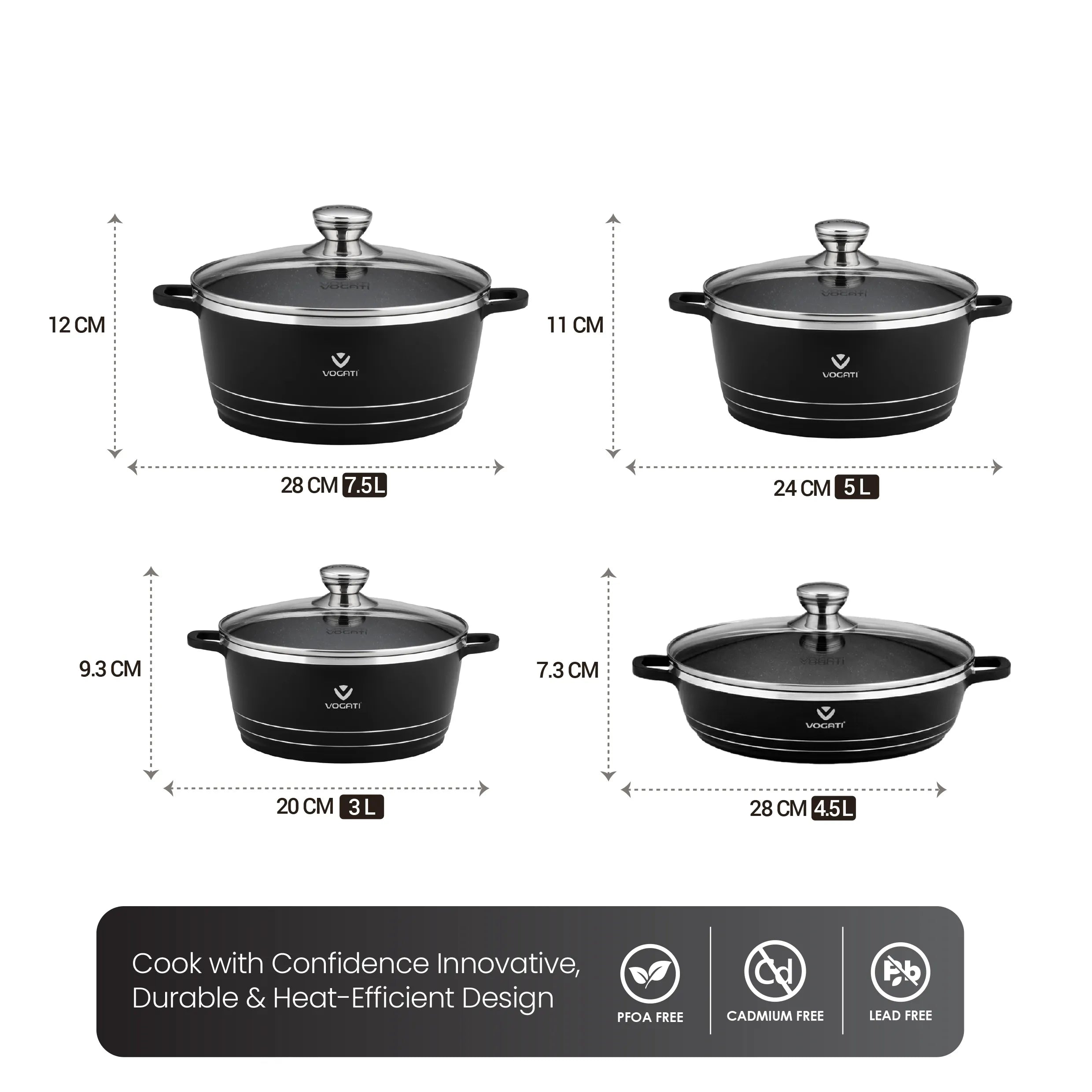 VOGATI Classic Series Titanium Granite Non-Stick Cookware Set 8 Piece Set CW-SP8S