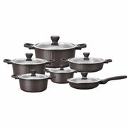 VOGATI MONACO SERIES 12PCS TITANIUM GRANITE COATING NON STICK INDUCTION COOKWARE SET - INCLUDING 20/24/28/32CM CASSEROLE + 24CM FRY PAN WITH LID AND 28CM SHALLOW CASSEROLE (100% PFOA FREE) (CW-SRP12)