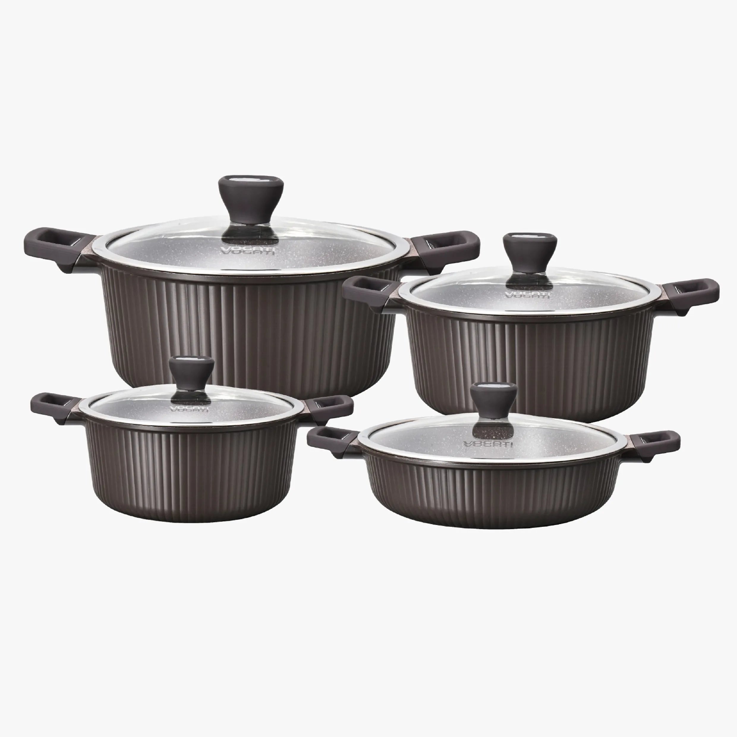 VOGATI MONACO SERIES 8PCS TITANIUM GRANITE COATING NON STICK INDUCTION COOKWARE SET (CW-SRP8B)