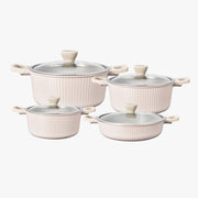 VOGATI MONACO SERIES 8PCS TITANIUM GRANITE COATING NON STICK INDUCTION COOKWARE SET (CW-SRP8B)