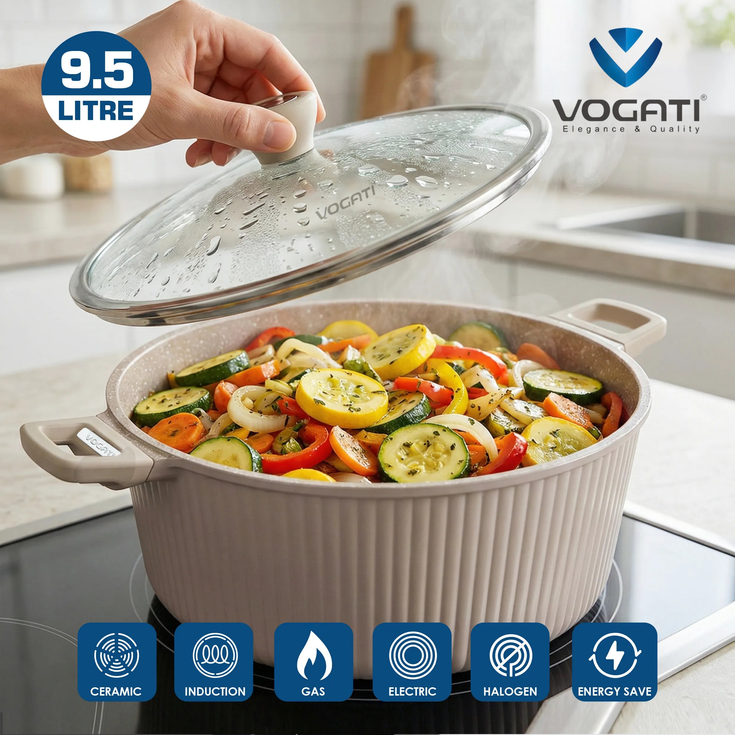 VOGATI MONACO SERIES 8PCS TITANIUM GRANITE COATING NON STICK INDUCTION COOKWARE SET (CW-SRP8B)