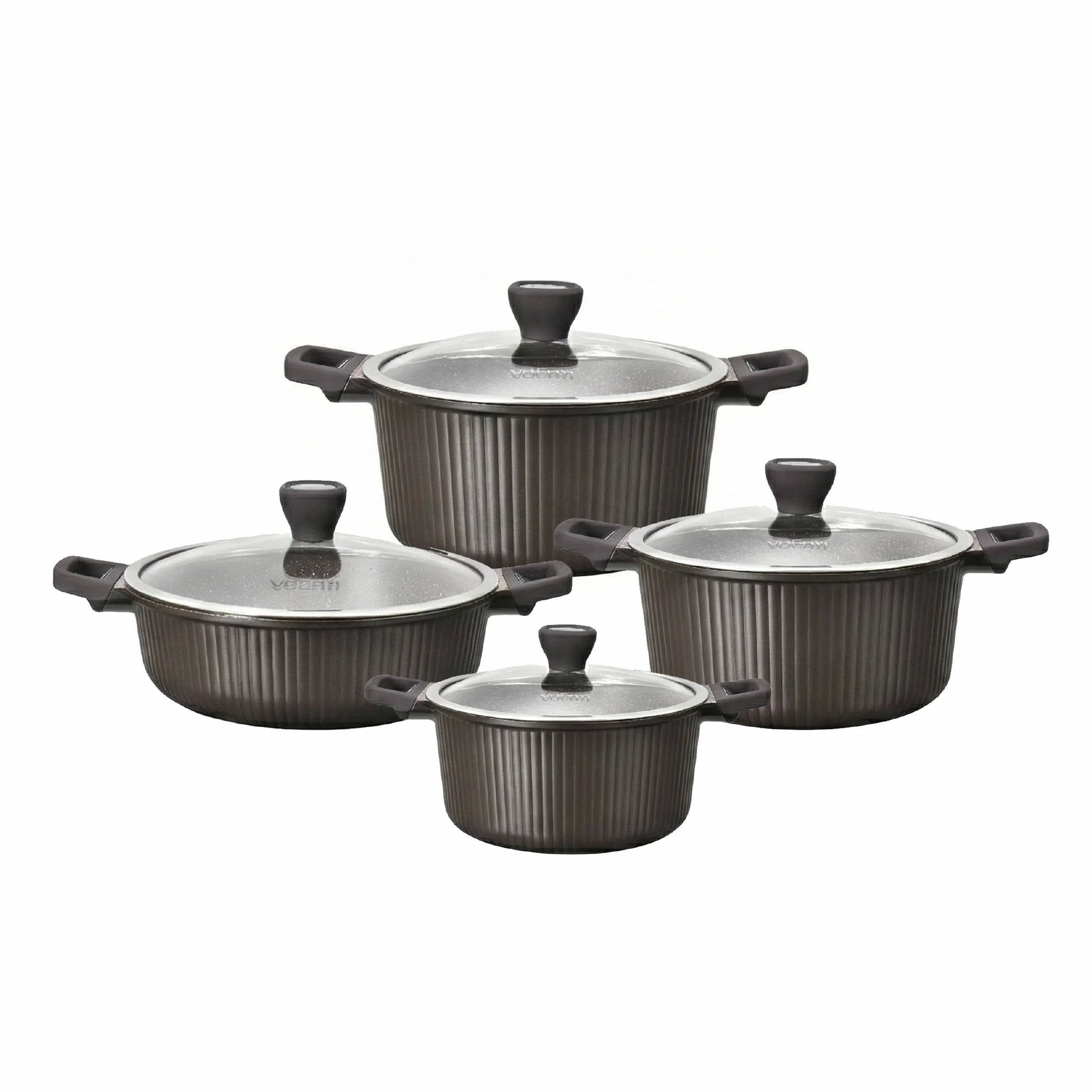 VOGATI MONACO SERIES 8PCS TITANIUM GRANITE COATING NON STICK INDUCTION COOKWARE SET - INCLUDING 20/24/28CM CASSEROLE + 28CM SHALLOW CASSEROLE (100% PFOA FREE)   (CW-SRP8S)