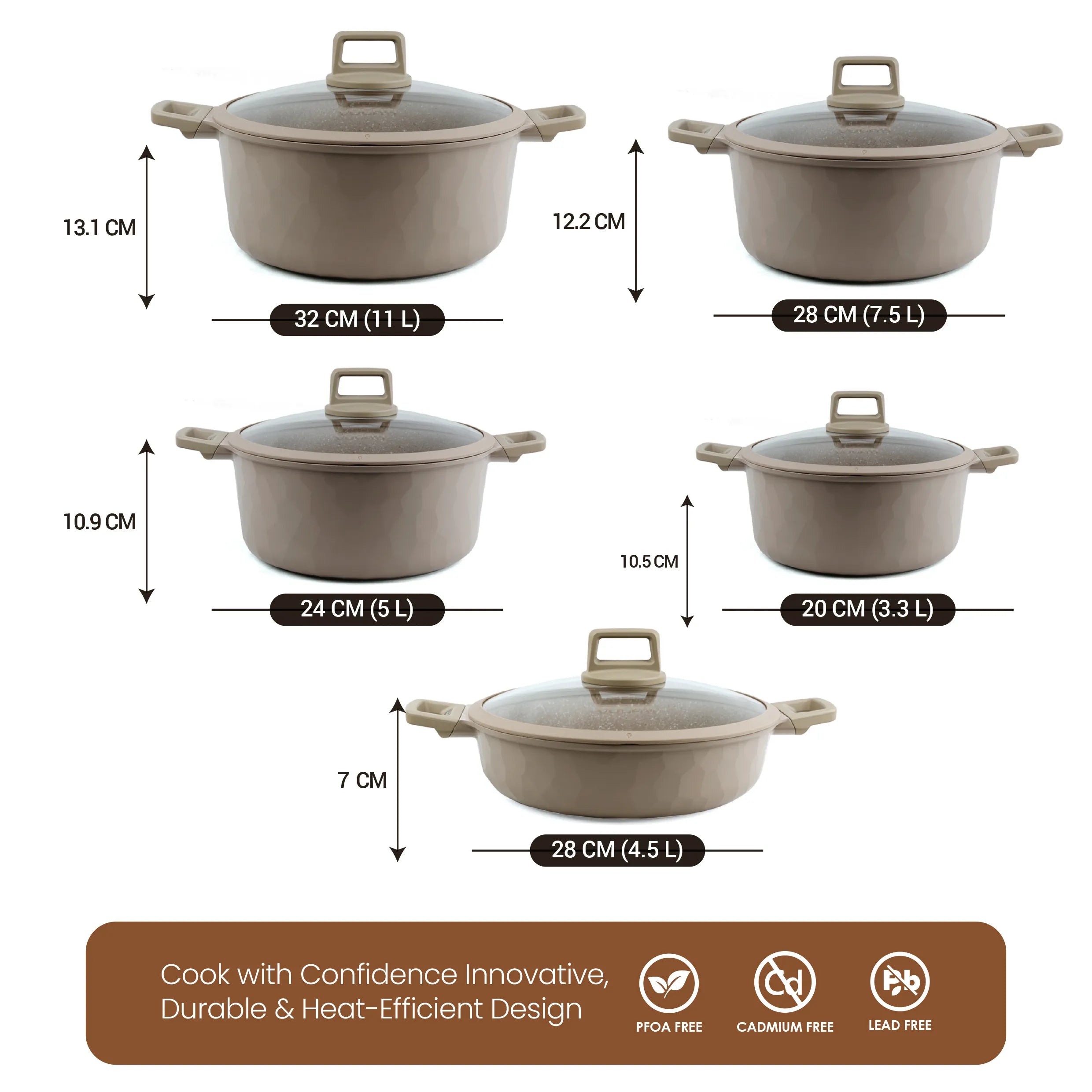 VOGATI Milan Series 10 PCS Non-Stick Induction Cookware Set - CW-STN10
