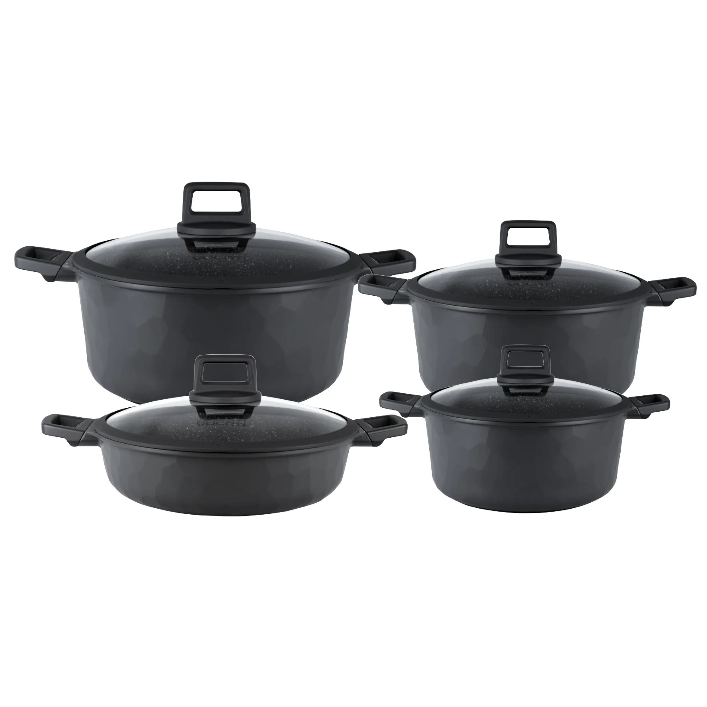 VOGATI Milan Series 8 PCS Non-Stick Induction Cookware Set (24/28/32 cm) - CW-STN8B