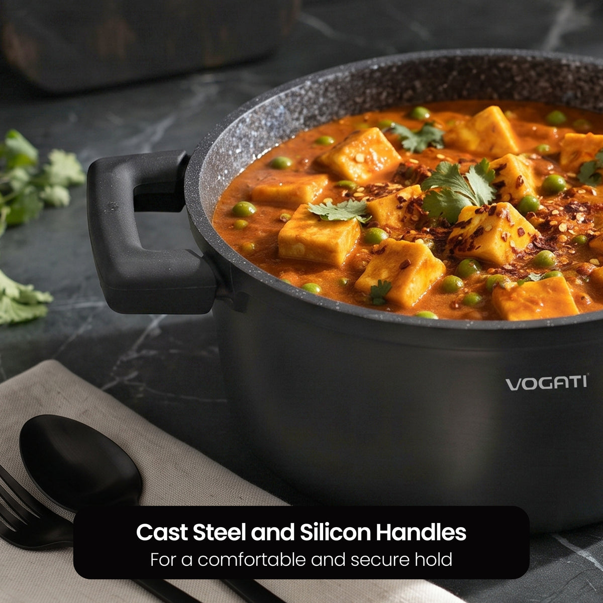 VOGATI FLORENCE CASSEROLE TITANIUM GRANITE COATING NON STICK INDUCTION - INCLUDING GLASS LID ( 100% PFOA FREE )