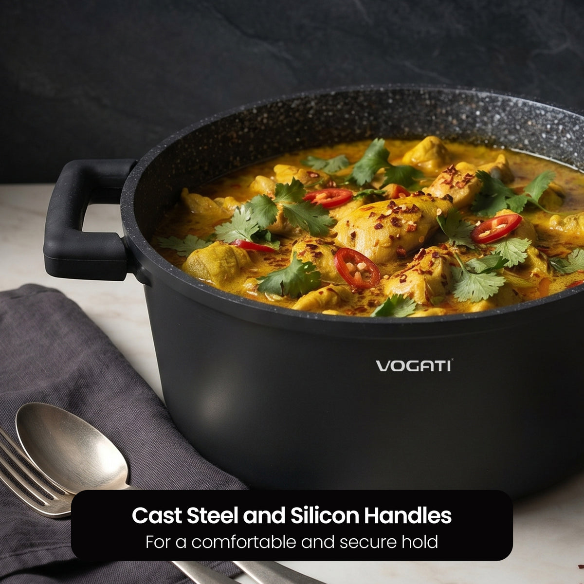 VOGATI FLORENCE CASSEROLE TITANIUM GRANITE COATING NON STICK INDUCTION - INCLUDING GLASS LID ( 100% PFOA FREE )