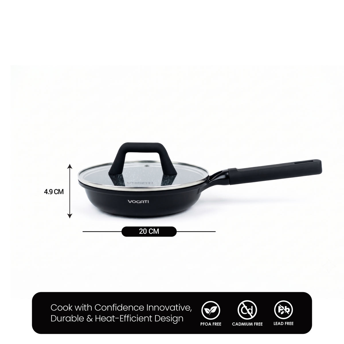 VOGATI FLORENCE FRY PAN TITANIUM GRANITE COATING NON STICK INDUCTION COOKWARE SET - INCLUDING FRY PAN + GLASS LID ( 100% PFOA FREE )