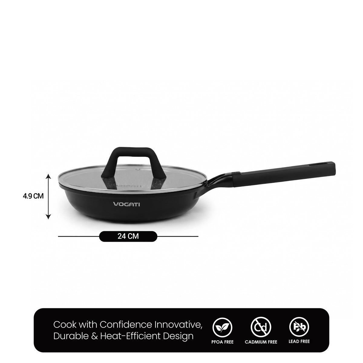 VOGATI FLORENCE FRY PAN TITANIUM GRANITE COATING NON STICK INDUCTION COOKWARE SET - INCLUDING FRY PAN + GLASS LID ( 100% PFOA FREE )