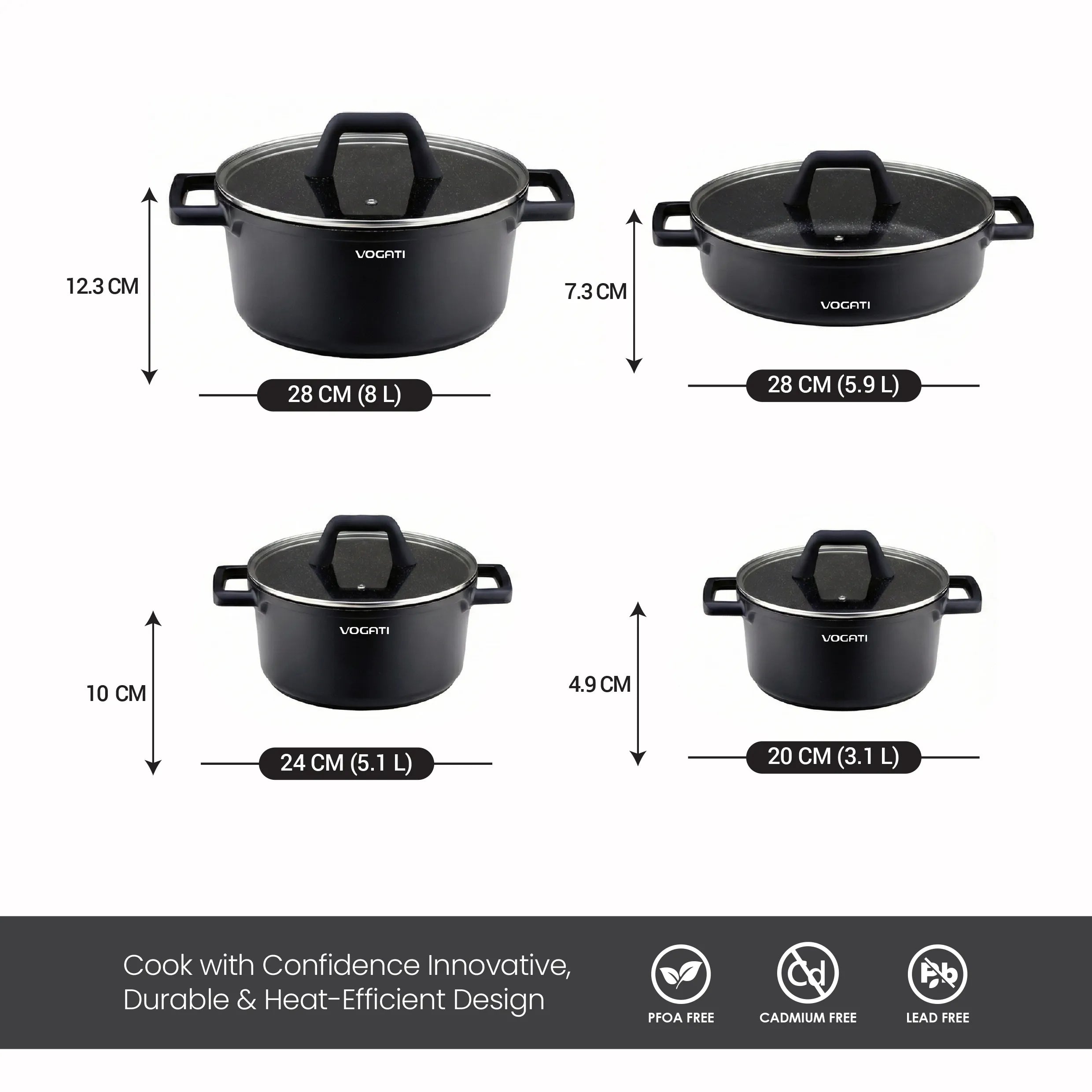 VOGATI Florence Series 8 PCS Non-Stick Induction Cookware Set (CW-TCS8S)