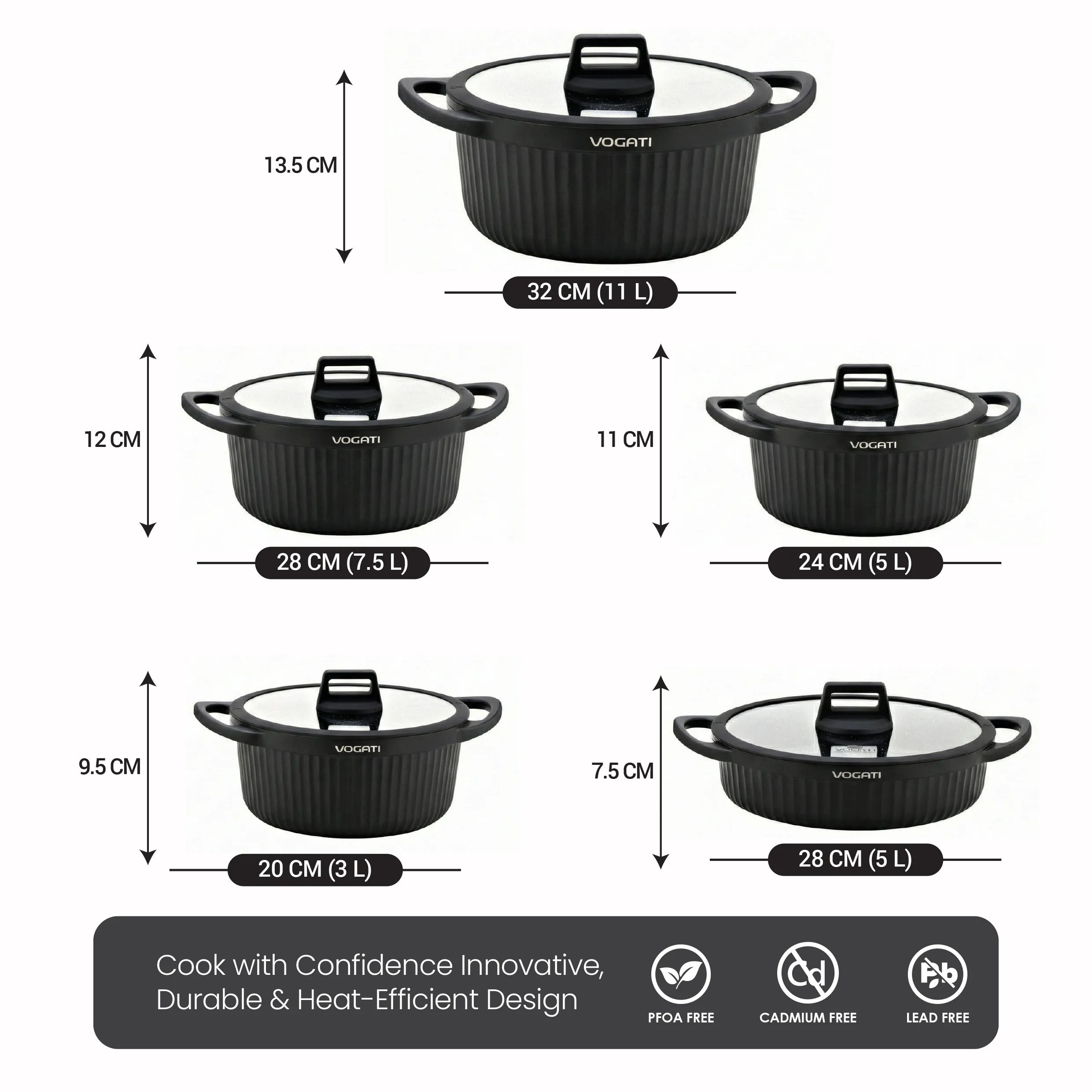 Vogati Valencia series die cast, Florence Series 10-Piece Cookware Set