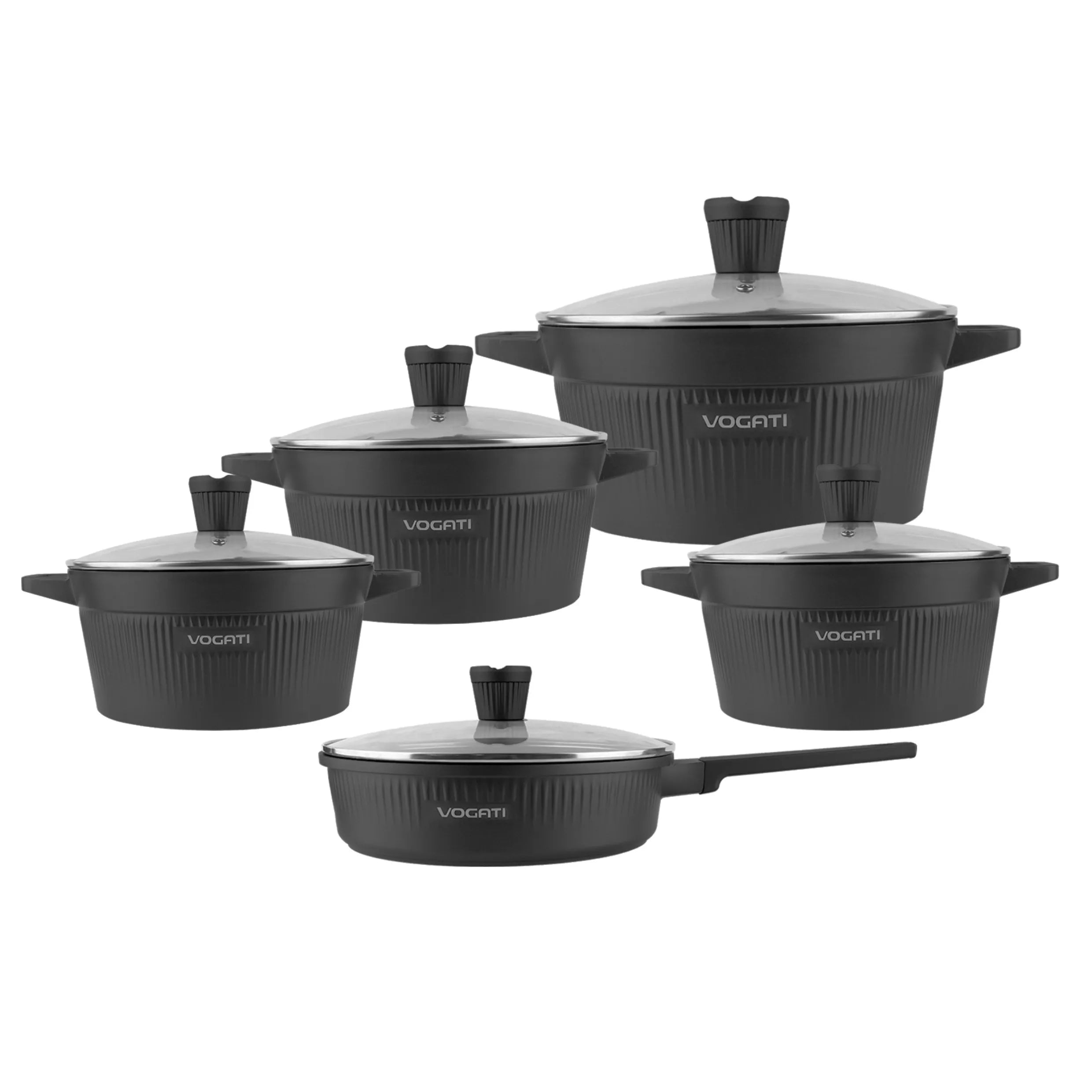 VOGATI CLASSIC PRO SERIES 10PCS TITANIUM GRANITE COATING NON STICK COOKWARE SET - INCLUDING 20/24/28/30CM CASSEROLE + 28CM SHALLOW CASSEROLE