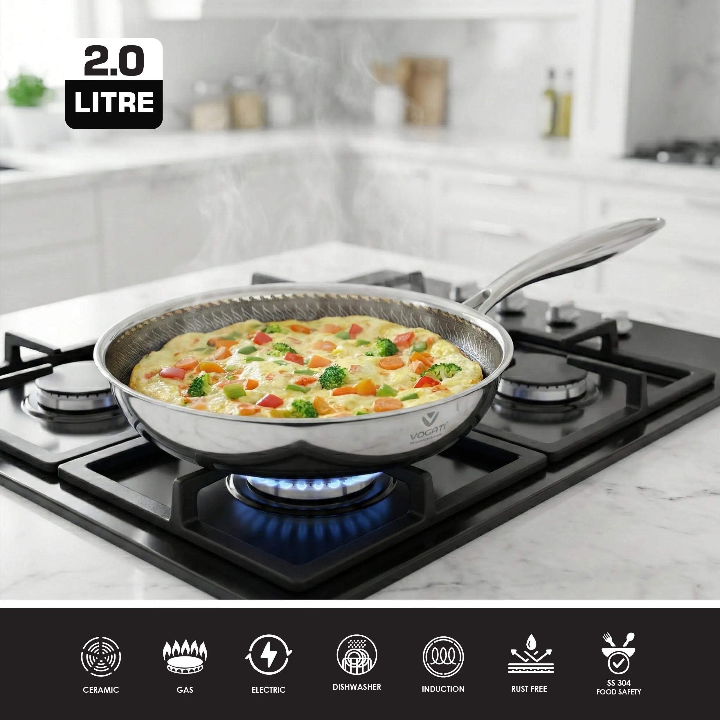 VOGATI Tri-Ply Stainless Steel Fry Pan ( CW-TRI-F )