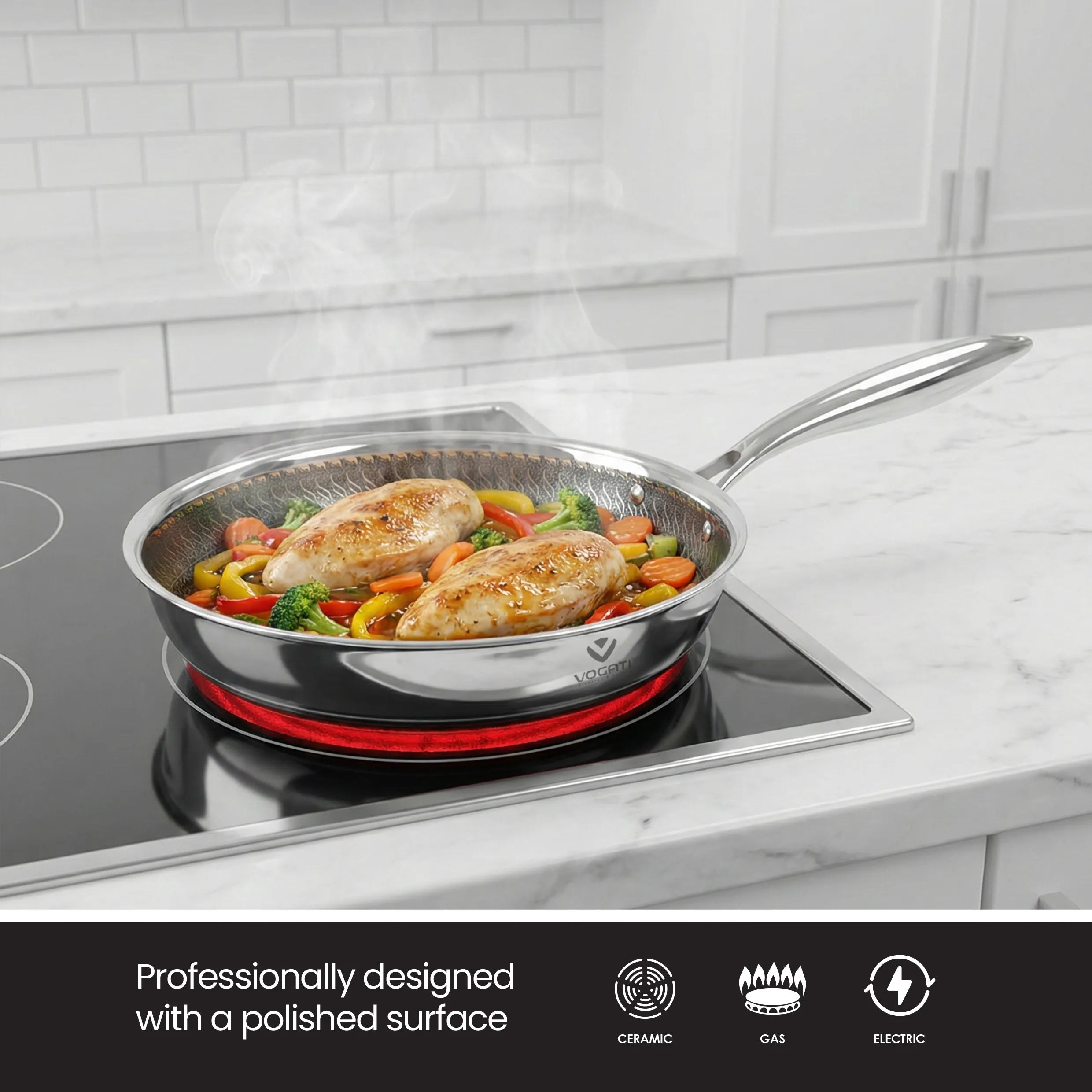 VOGATI Tri-Ply Stainless Steel Fry Pan ( CW-TRI-F )