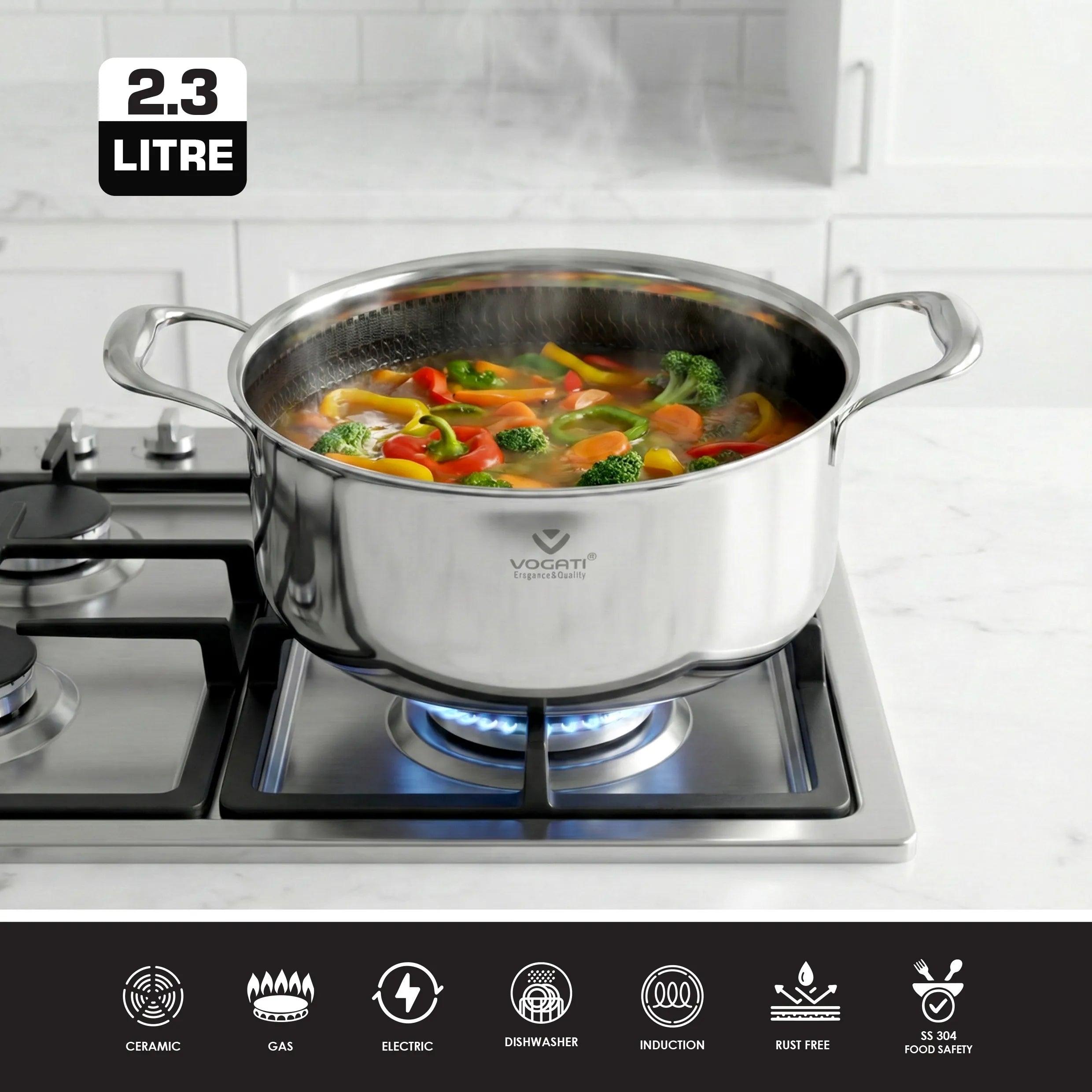 VOGATI Tri-Ply Stainless Steel Casserole (CW-TRI-C)