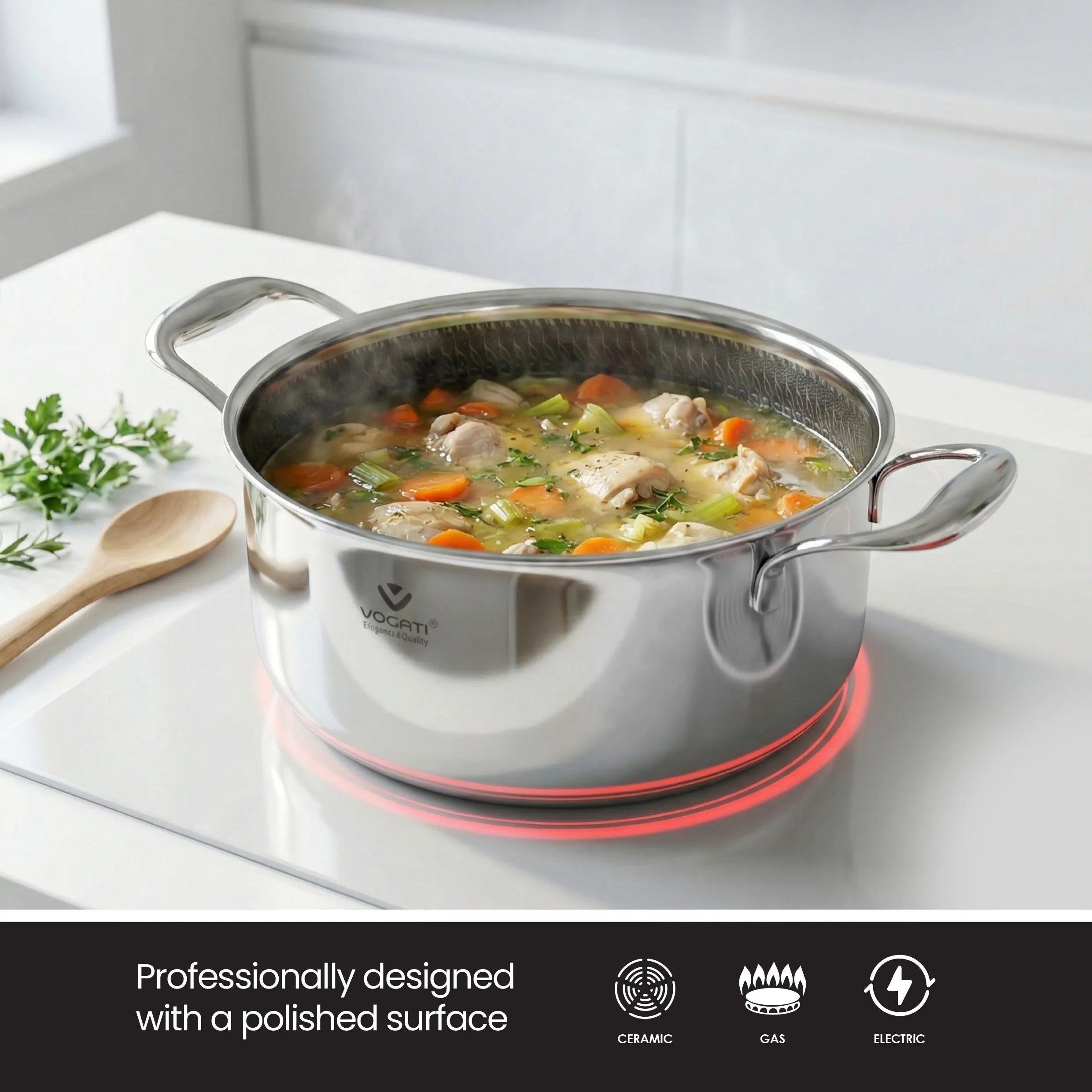 VOGATI Tri-Ply Stainless Steel Casserole (CW-TRI-C)