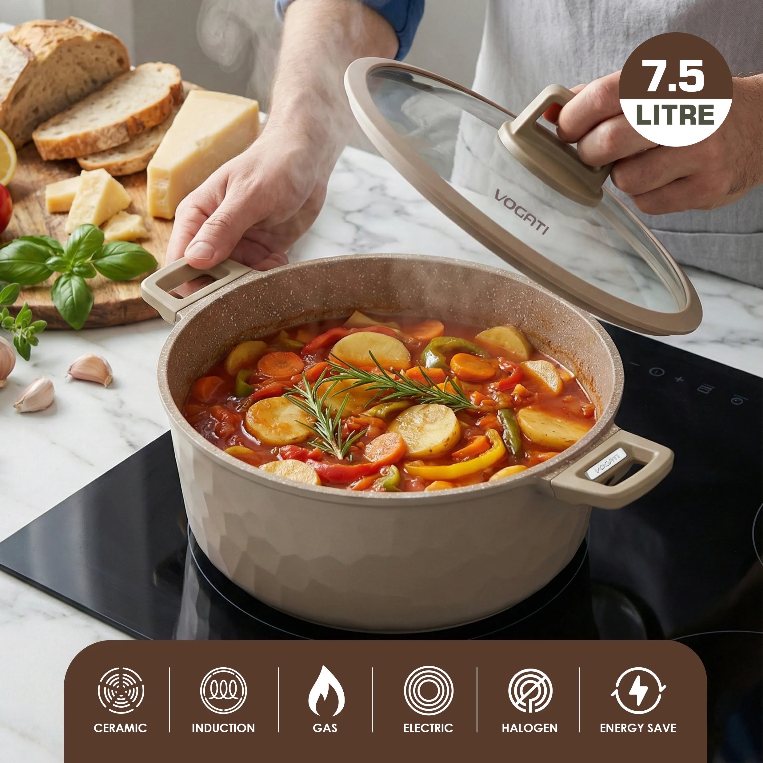 VOGATI Milan Series 8 PCS Non-Stick Induction Cookware Set (20/24/28 cm) (CW-STN8S)