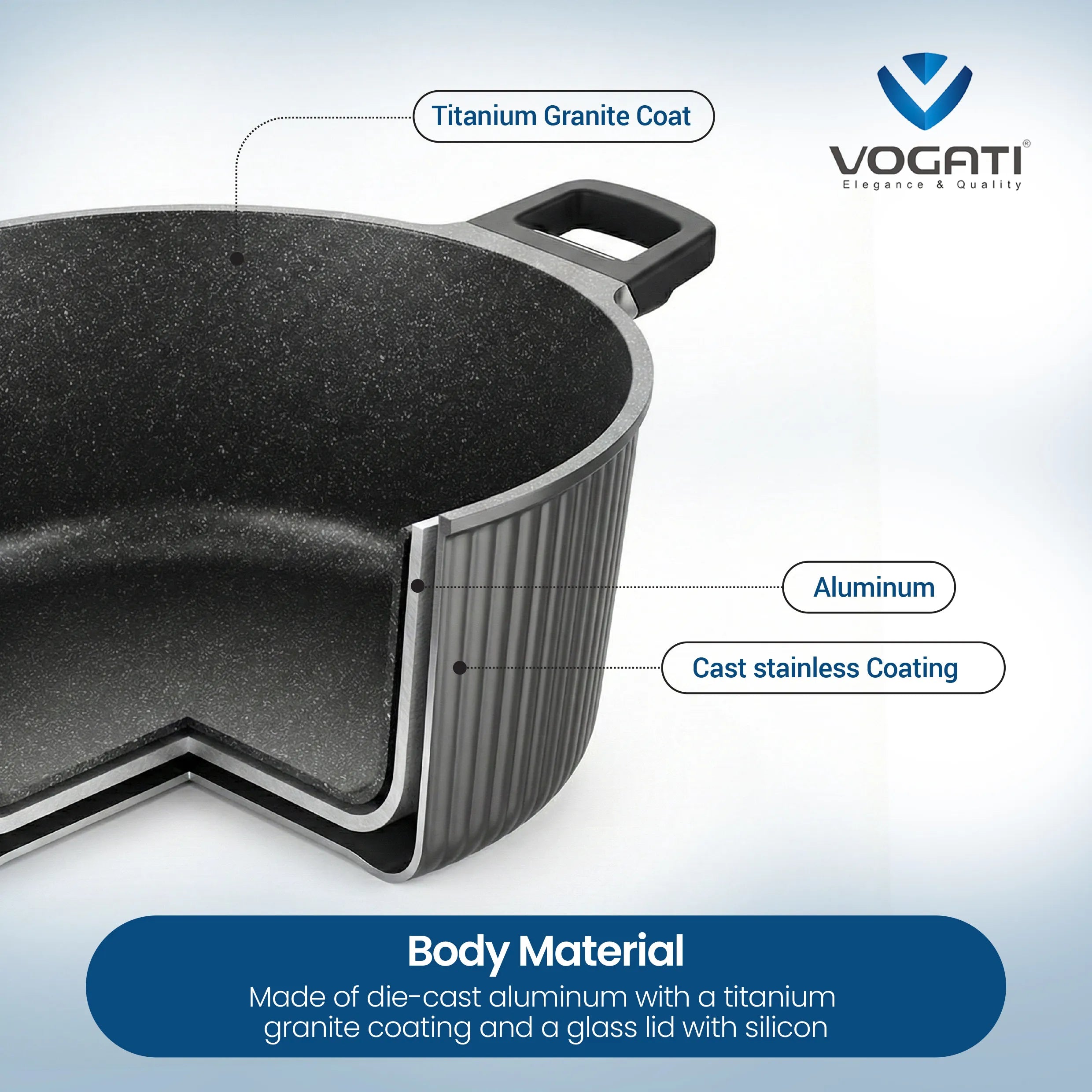 VOGATI MONACO SERIES 8PCS TITANIUM GRANITE COATING NON STICK INDUCTION COOKWARE SET - INCLUDING 20/24/28CM CASSEROLE + 28CM SHALLOW CASSEROLE (100% PFOA FREE)   (CW-SRP8S)