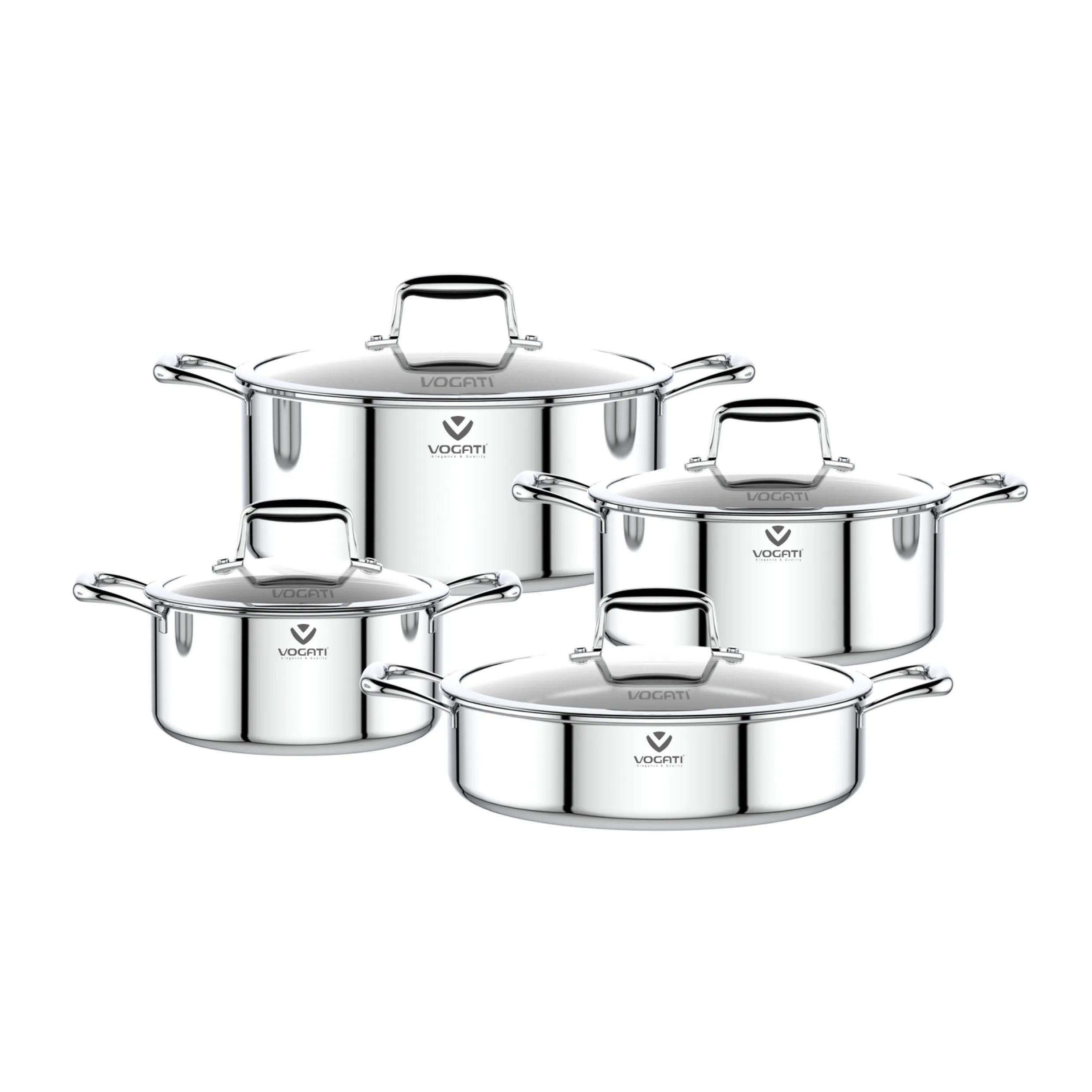 VOGATI Tri-Ply Stainless Steel 8 PCS Cookware Set (CW-TRI-8B)