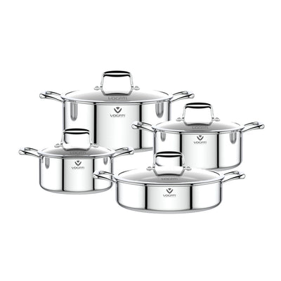 VOGATI Tri-Ply Stainless Steel 8 PCS Cookware Set (CW-TRI-8B)