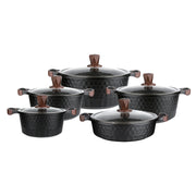 VOGATI MEGA SERIES 10PCS TITANIUM GRANITE COATING NON STICK INDUCTION COOKWARE SET - INCLUDING 20/24/28/32CM CASSEROLE + 28CM SHALLOW CASSEROLE ( 100% PFOA FREE )