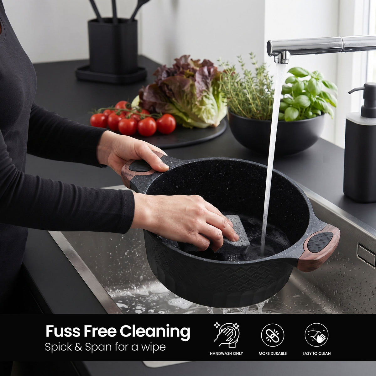 VOGATI MEGA SERIES 10PCS TITANIUM GRANITE COATING NON STICK INDUCTION COOKWARE SET - INCLUDING 20/24/28/32CM CASSEROLE + 28CM SHALLOW CASSEROLE ( 100% PFOA FREE )